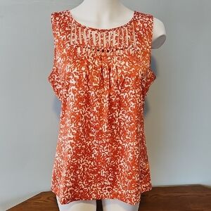 Banana Republic Red and White Sleeveless Blouse